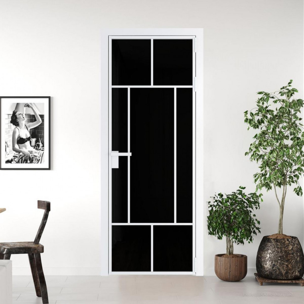 Межкомнатная дверь ProfilDoors 10 AG стекло Триплекс черный цвет профиля Вайт
