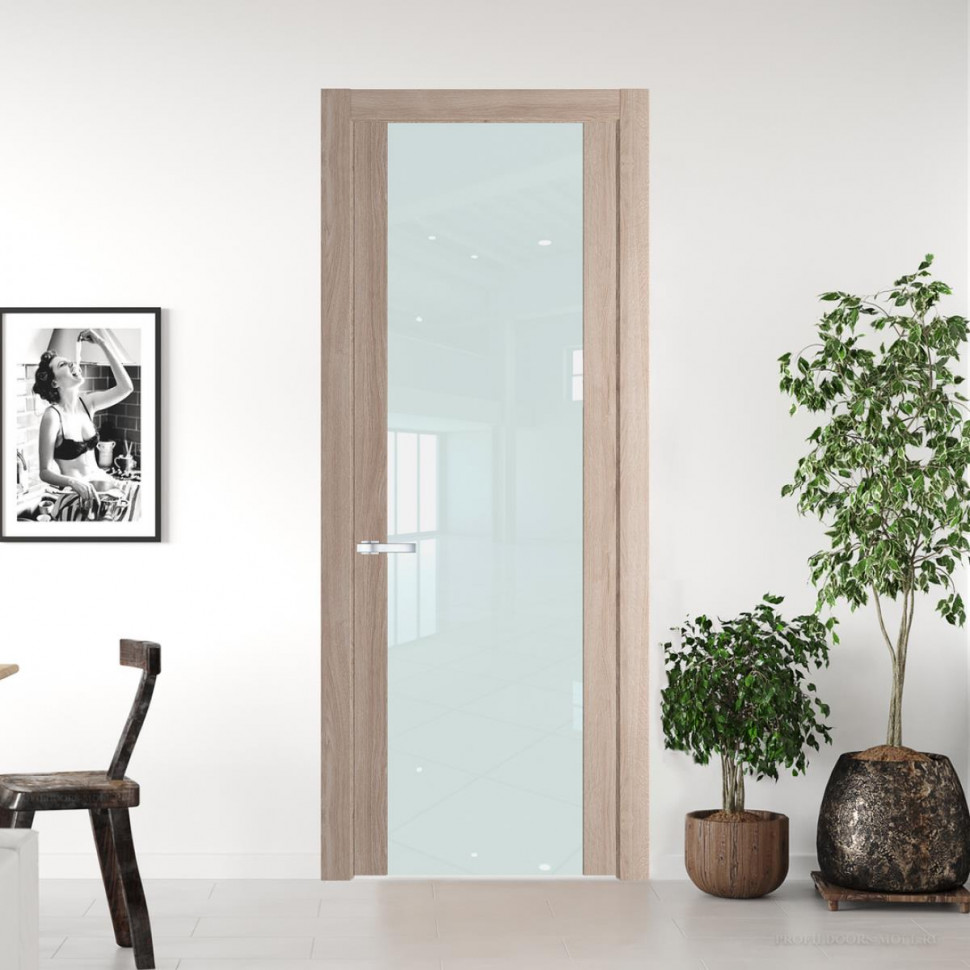Межкомнатная дверь ProfilDoors 1.7 N Дуб Сонома с вставкой стекла белый лак