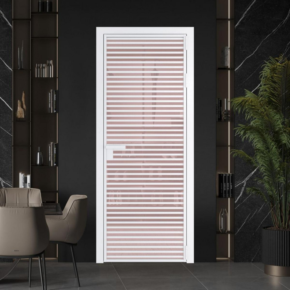 Межкомнатная дверь ProfilDoors 12 AG стекло Кризет розовое цвет профиля Вайт
