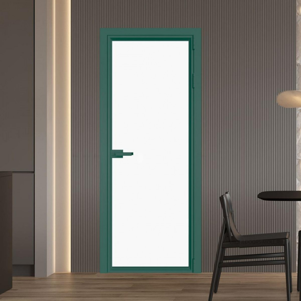 Межкомнатная дверь ProfilDoors 1 AV Монохром белый просветленный триплекс профиль Зеленый воск