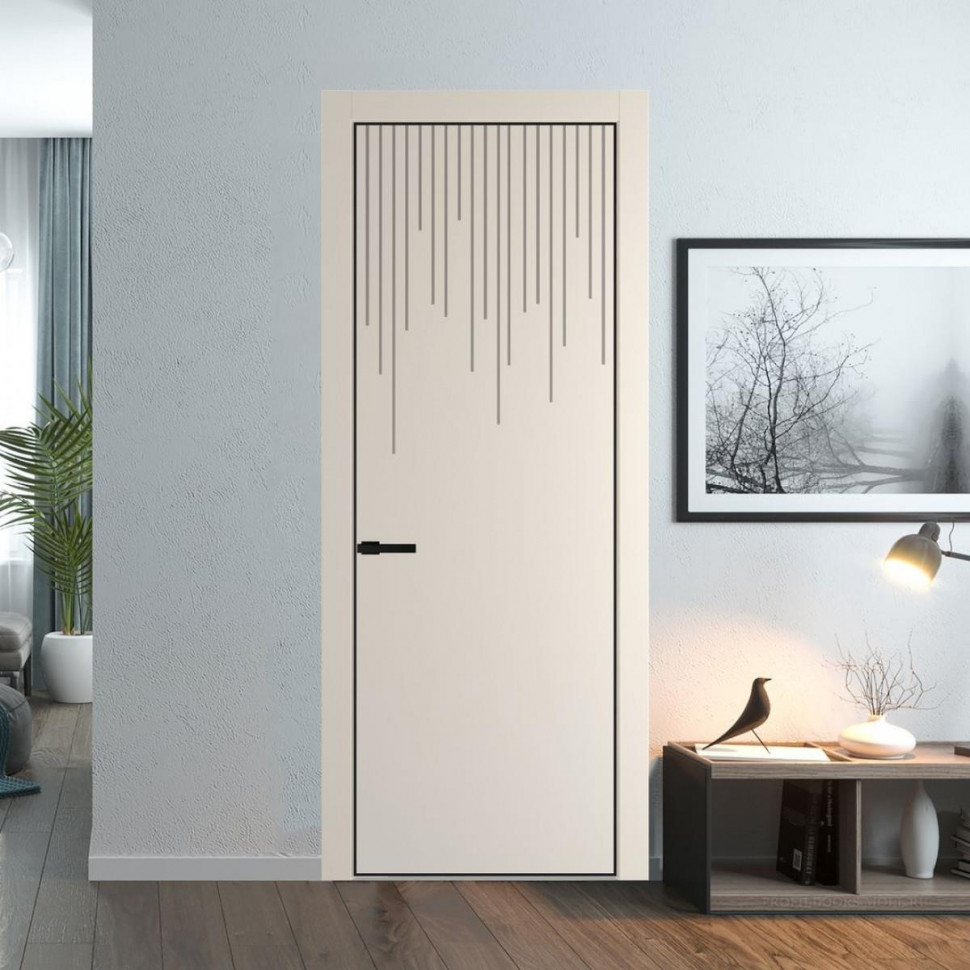 Межкомнатная дверь ProfilDoors 8 PA Кремовая Магнолия с профилем Черный