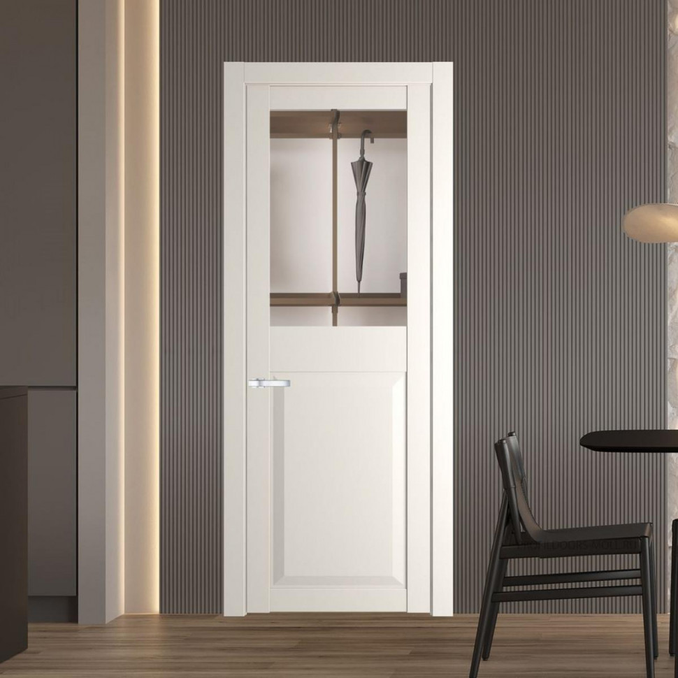 Межкомнатная дверь ProfilDoors 1.6.2 PD цвет Перламутр белый вставка Прозрачное
