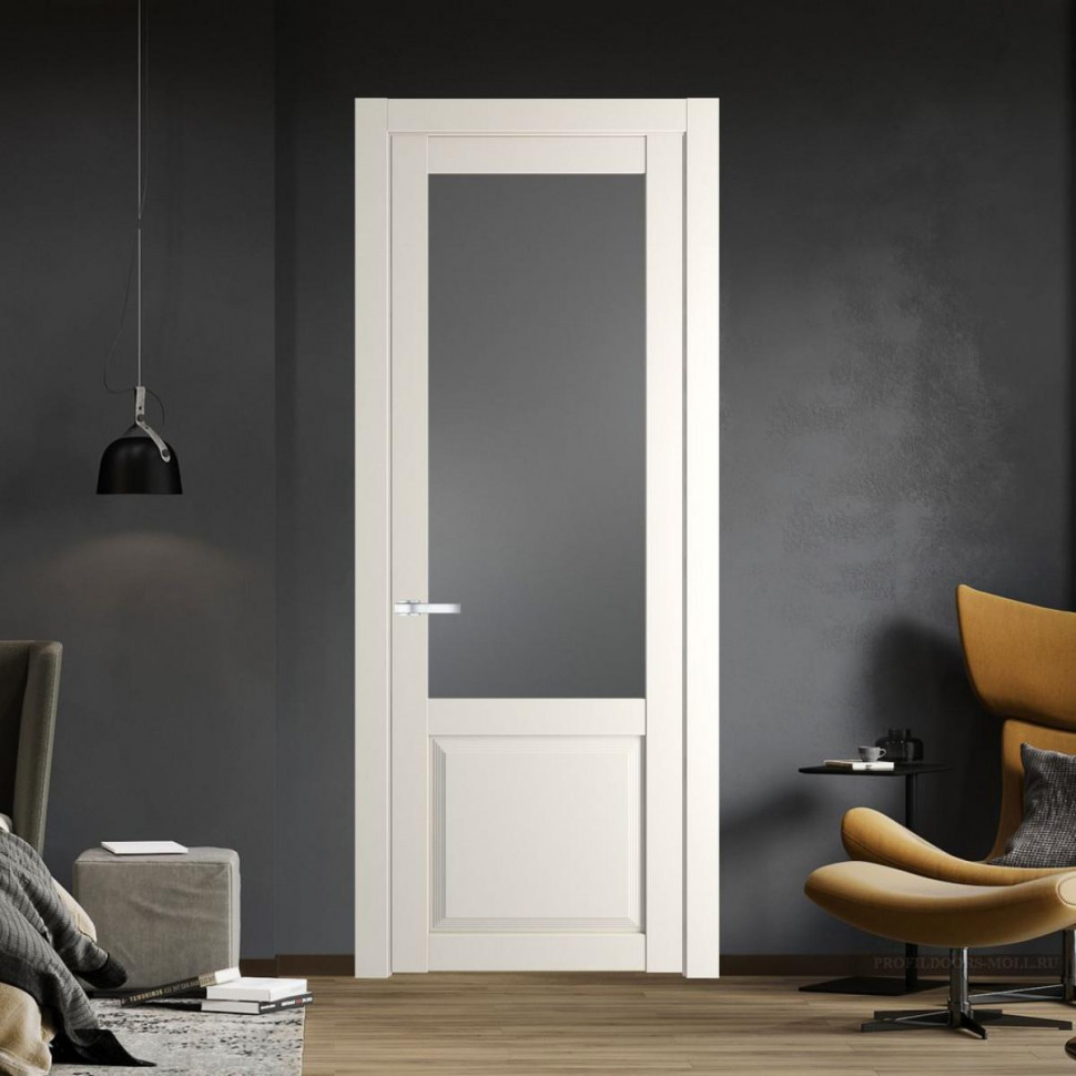 Межкомнатная дверь ProfilDoors 2.2.2 PD цвет Перламутр белый вставка Графит
