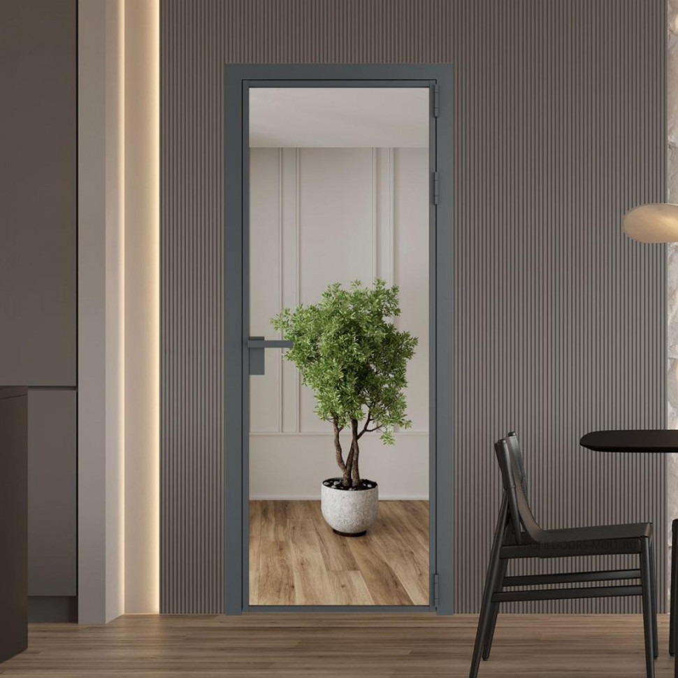 Межкомнатная дверь ProfilDoors 1 AG стекло Зеркало цвет профиля Серая ночь