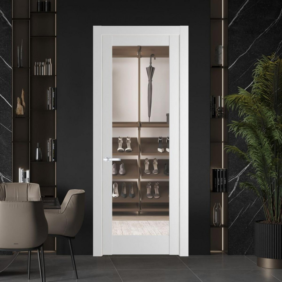Межкомнатная дверь ProfilDoors 4.1.2 PD цвет Крем Вайт вставка Прозрачное