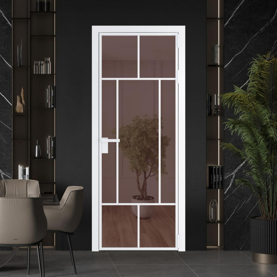 Межкомнатная дверь ProfilDoors 10 AG стекло Золотистая бронза цвет профиля Вайт