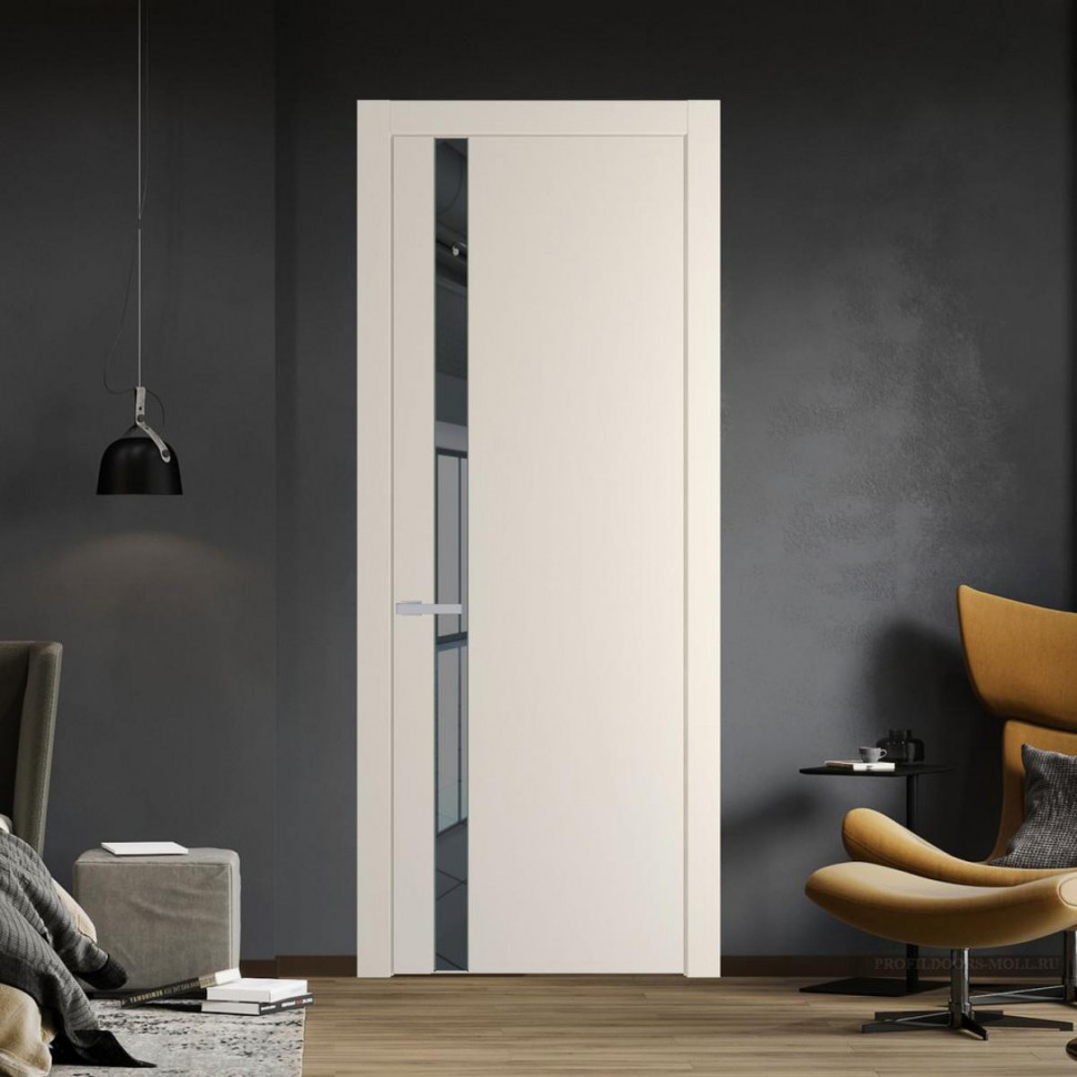 Межкомнатная дверь ProfilDoors 18 PW Кремовая Магнолия Зеркало Grey молдинг Зеленый воск