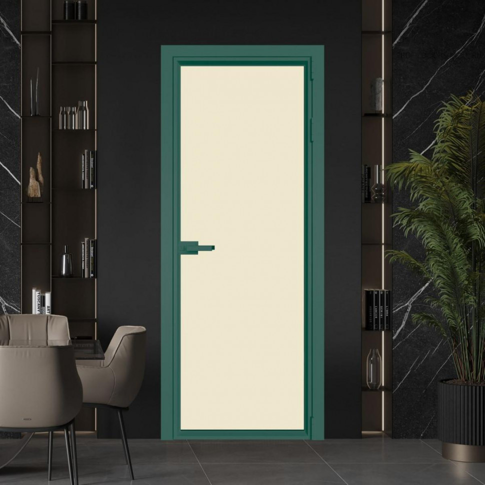 Межкомнатная дверь ProfilDoors 1 AV Монохром жемчуг триплекс профиль Зеленый воск