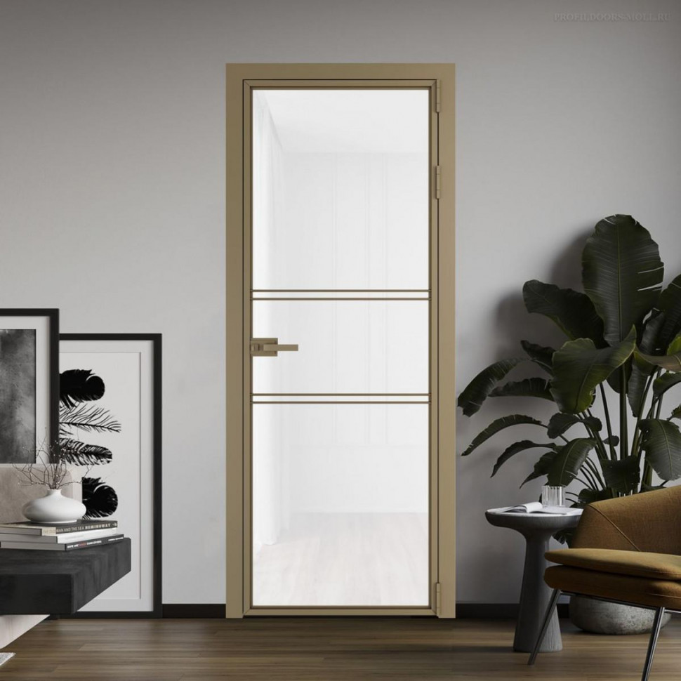 Межкомнатная дверь ProfilDoors 2 AX Триплекс белый профиль Шампань
