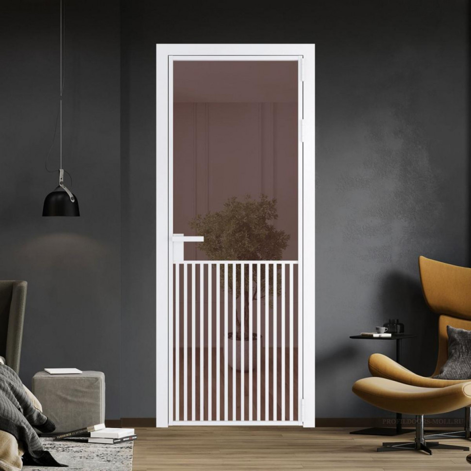 Межкомнатная дверь ProfilDoors 15 AG стекло Золотистая бронза цвет профиля Вайт