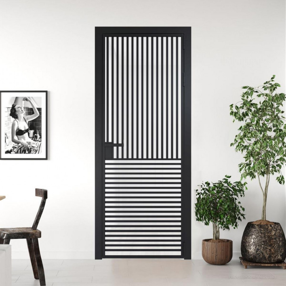 Межкомнатная дверь ProfilDoors 17 AG стекло Триплекс белый цвет профиля Черный матовый