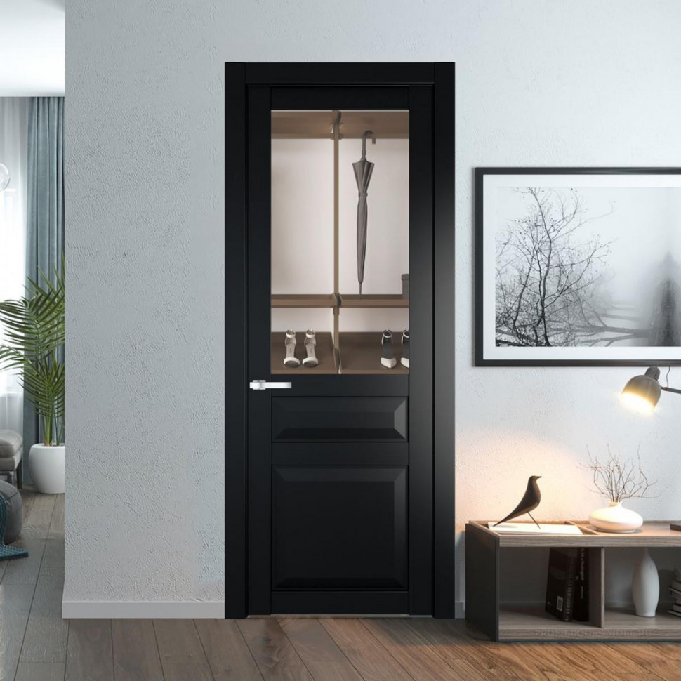 Межкомнатная дверь ProfilDoors 1.5.3 PD цвет Блэк вставка Прозрачное