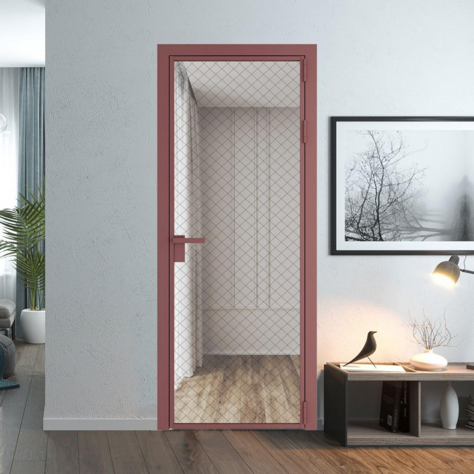 Межкомнатная дверь ProfilDoors 1 AG стекло Ромб черный цвет профиля Красный антрацит