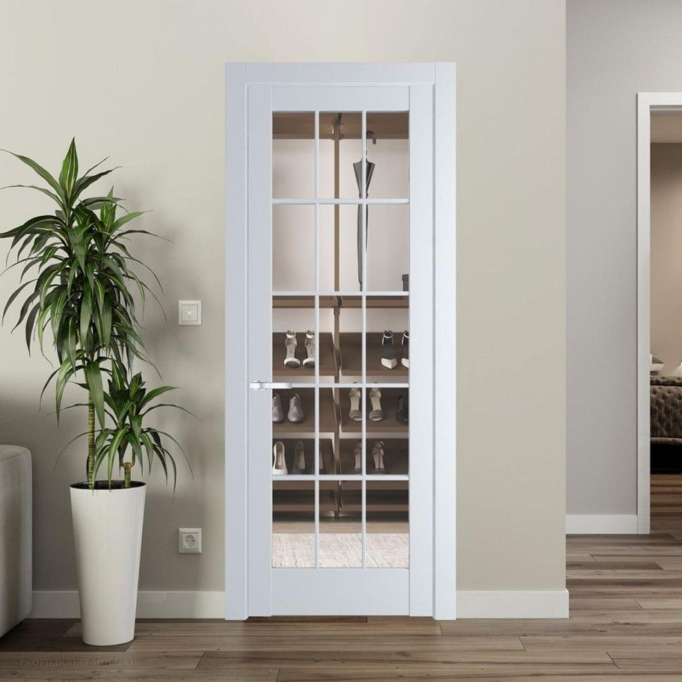 Межкомнатная дверь ProfilDoors 4.1.2 (р.15) PD цвет Вайт вставка Прозрачное
