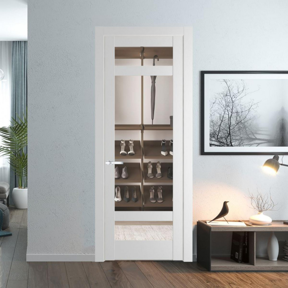 Межкомнатная дверь ProfilDoors 4.3.2 PD цвет Крем Вайт вставка Прозрачное
