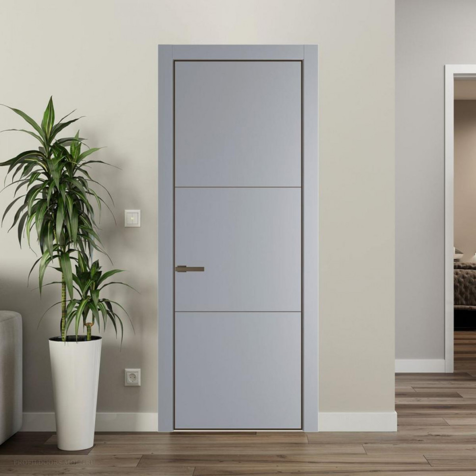 Межкомнатная дверь ProfilDoors 13 PE Смоки с алюминиевым молдингом Деорэ