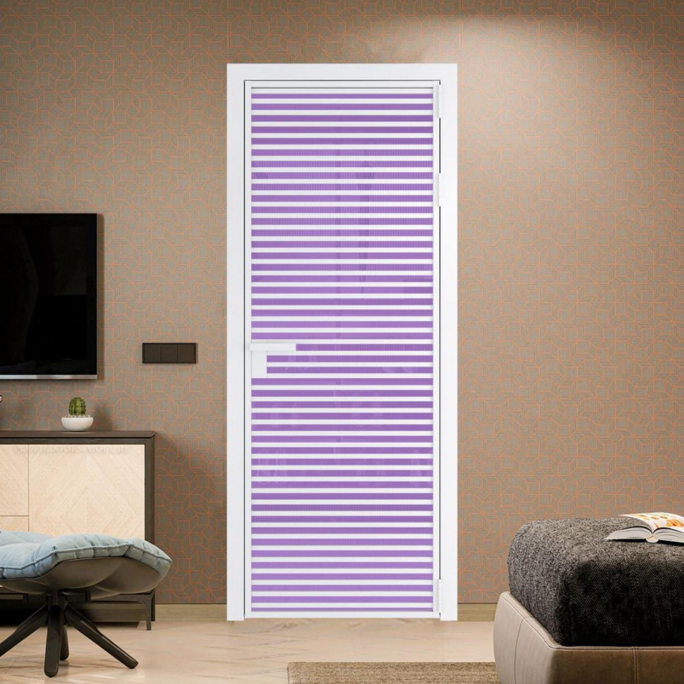 Межкомнатная дверь ProfilDoors 12 AG стекло Кризет фиолетовое цвет профиля Вайт