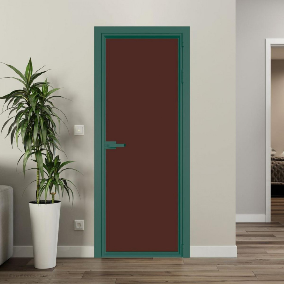 Межкомнатная дверь ProfilDoors 1 AV Монохром шоколад триплекс профиль Зеленый воск