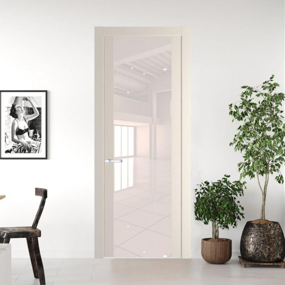 Межкомнатная дверь ProfilDoors 1.7P Кремовая Магнолия Lacobel Перламутровый лак