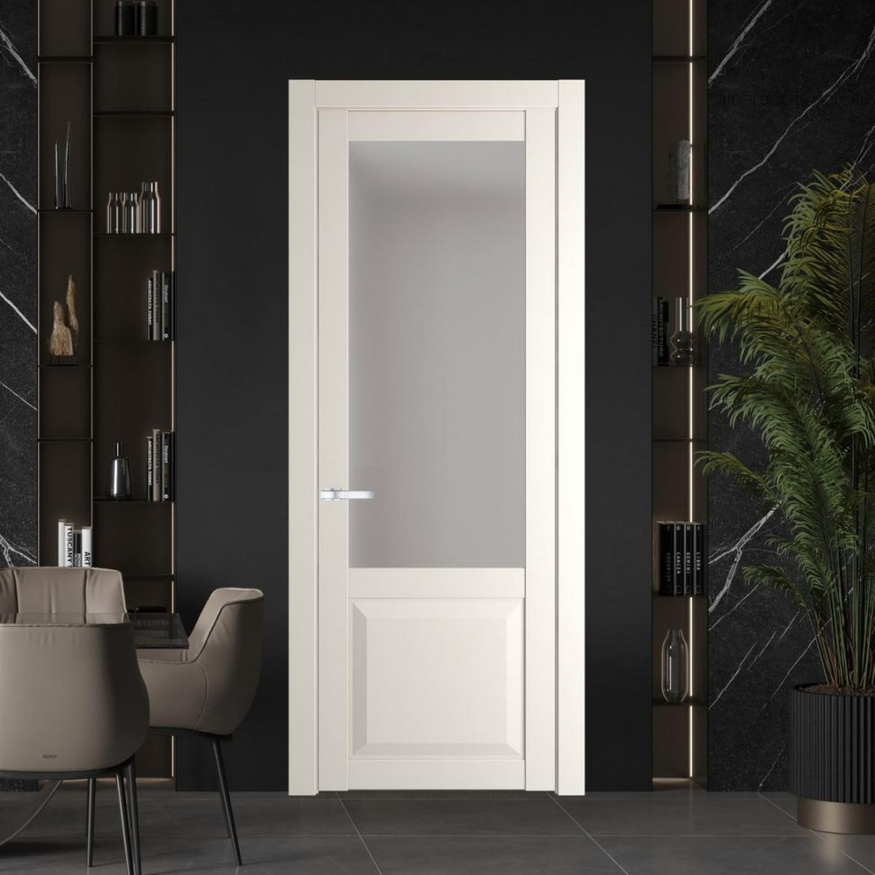 Межкомнатная дверь ProfilDoors 1.2.2 PD цвет Перламутр белый вставка Матовое