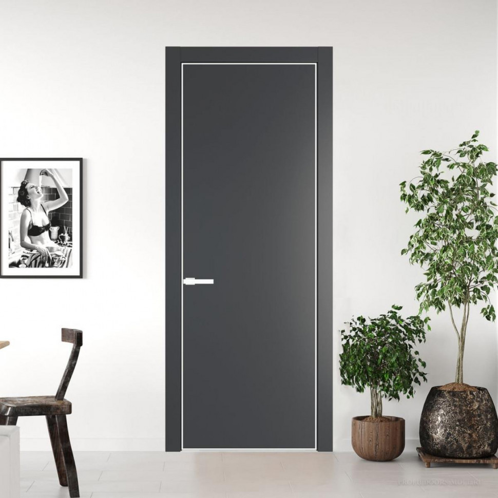 Межкомнатная дверь ProfilDoors 1 PA Графит с профилем Вайт