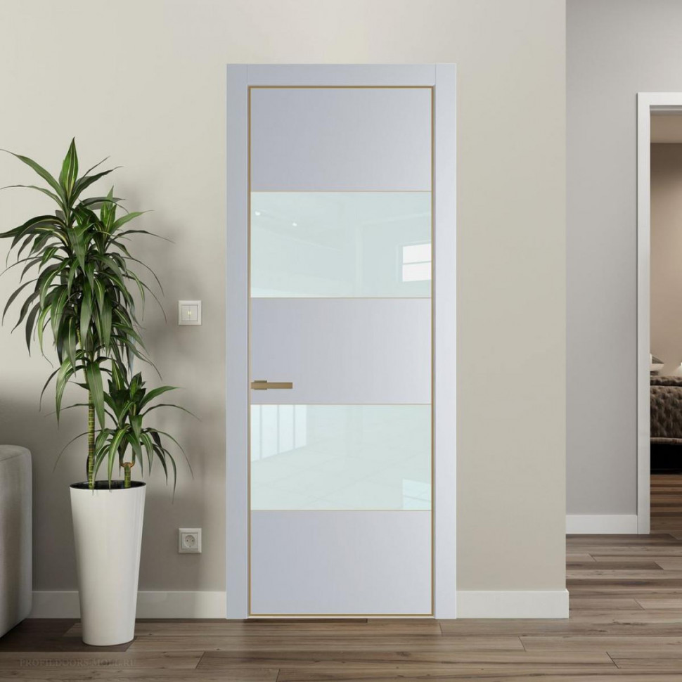 Межкомнатная дверь ProfilDoors 22 PA Лайт Грей с профилем Золото с стеклом белый лак