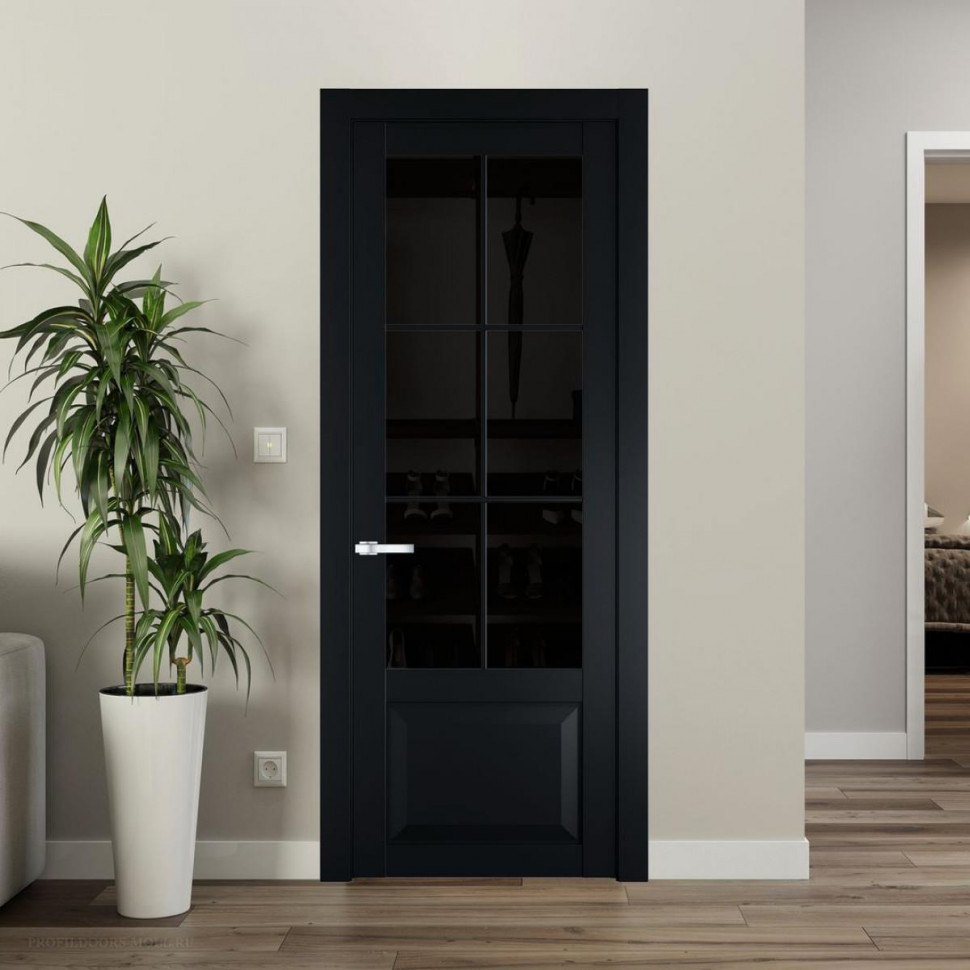Межкомнатная дверь ProfilDoors 1.2.2 (р.6) PD цвет Блэк вставка Черное тонированное