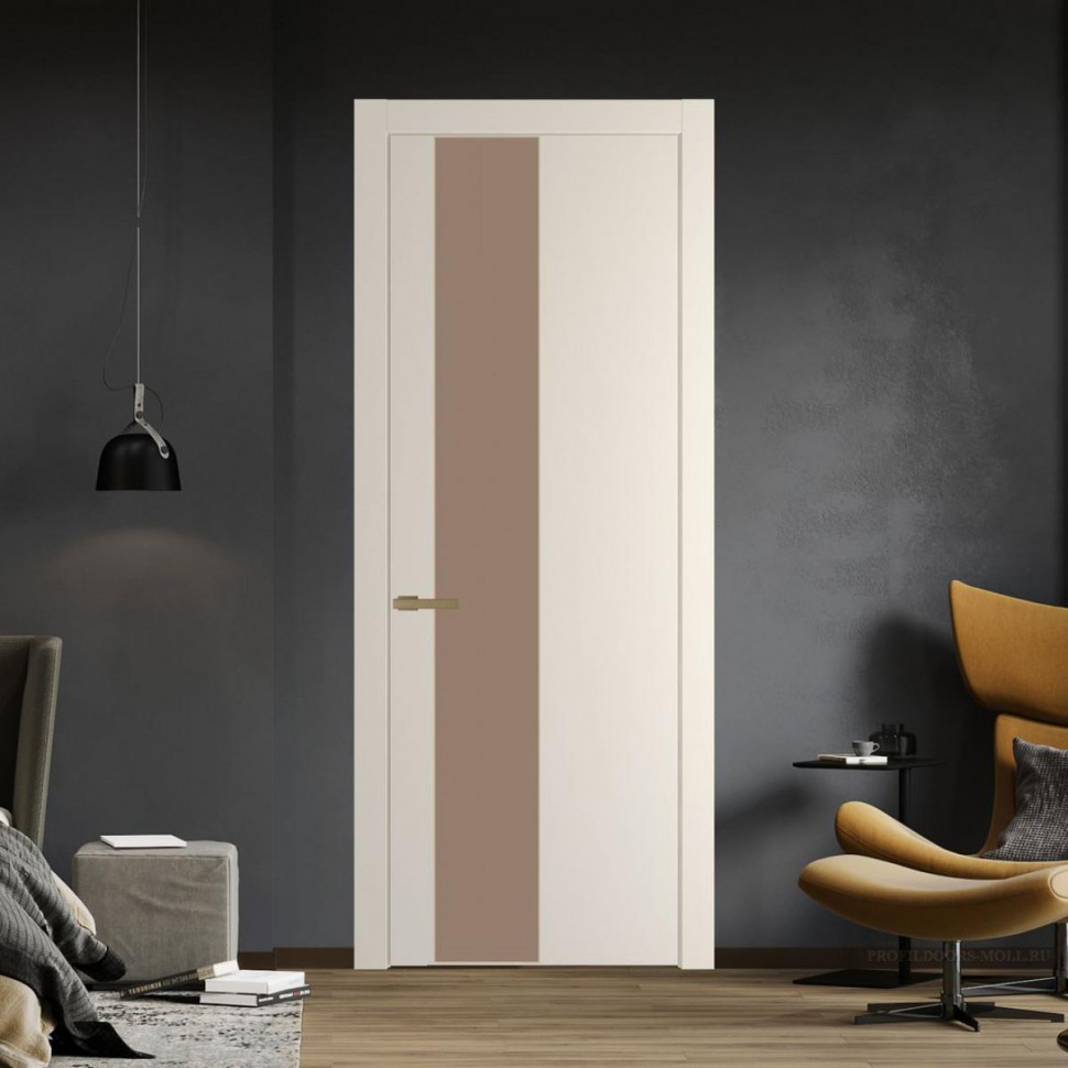 Межкомнатная дверь ProfilDoors 19 PW Кремовая Магнолия Монохром капучино молдинг Золото