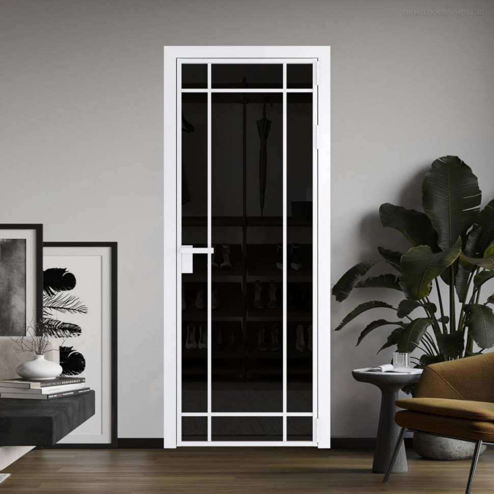 Межкомнатная дверь ProfilDoors 5 AG стекло Черное тонированное цвет профиля Вайт