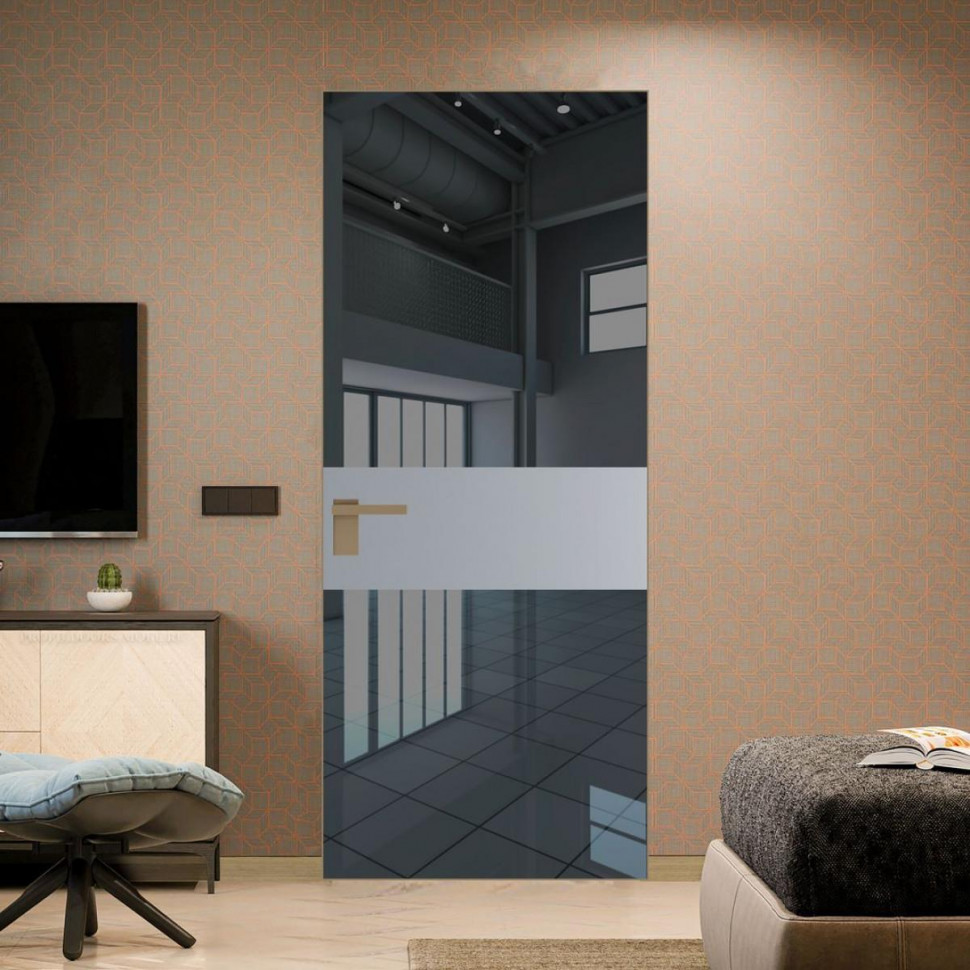 Межкомнатная дверь ProfilDoors 5 AGK цвет Зеркало Grey вставка Смоки кромка Шампань