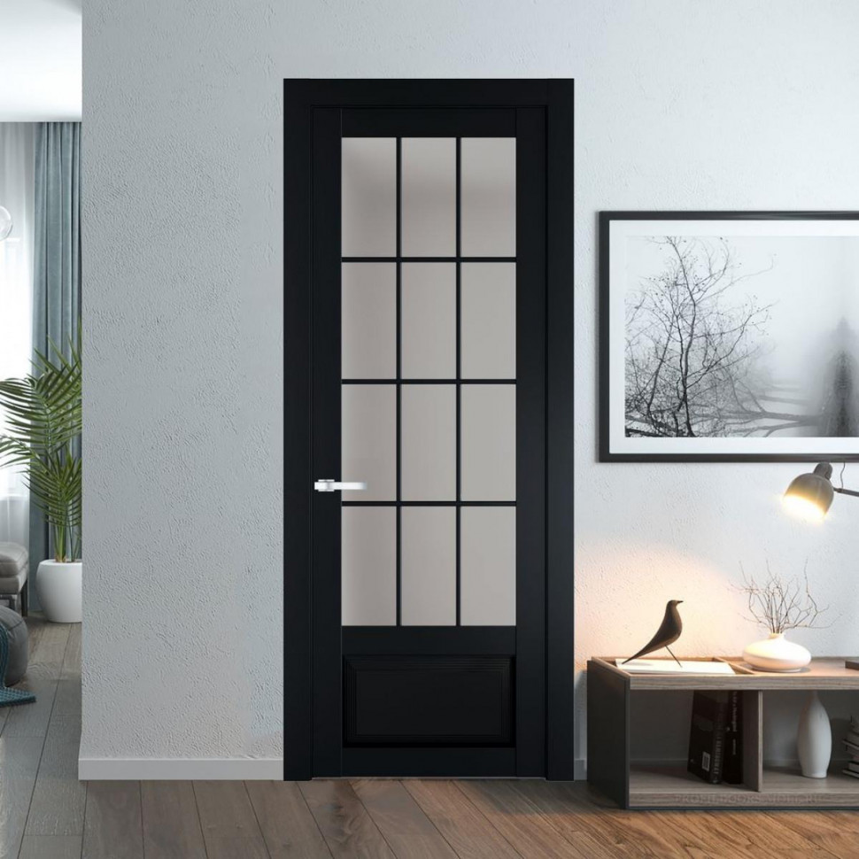 Межкомнатная дверь ProfilDoors 2.2.2 (р.12) PD цвет Блэк вставка Матовое