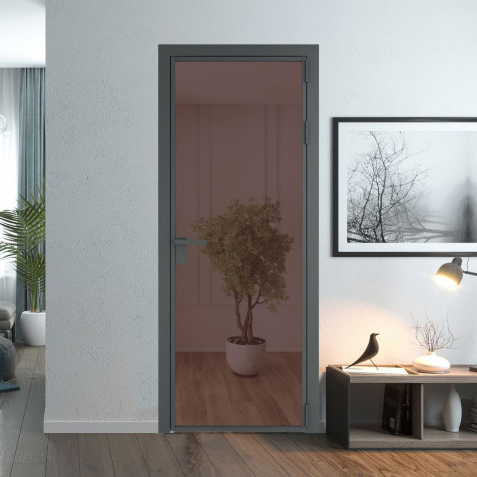 Межкомнатная дверь ProfilDoors 1 AG стекло Золотистая бронза цвет профиля Серая ночь