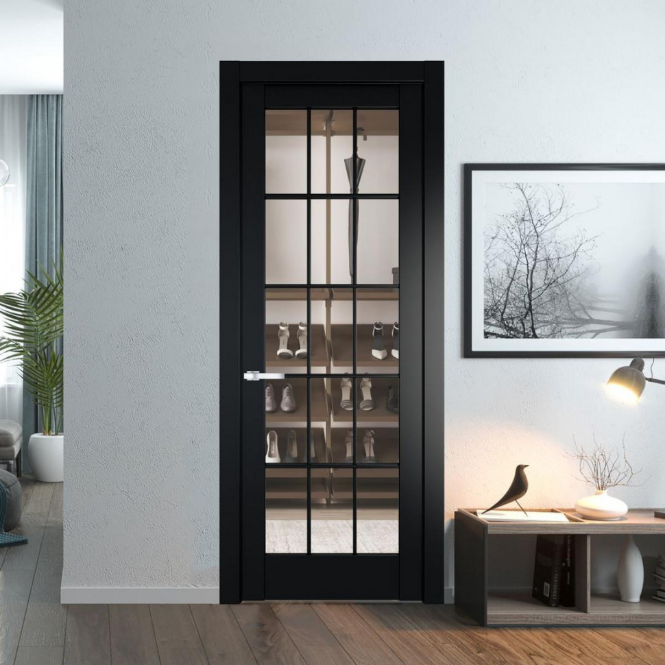 Межкомнатная дверь ProfilDoors 4.1.2 (р.15) PD цвет Блэк вставка Прозрачное