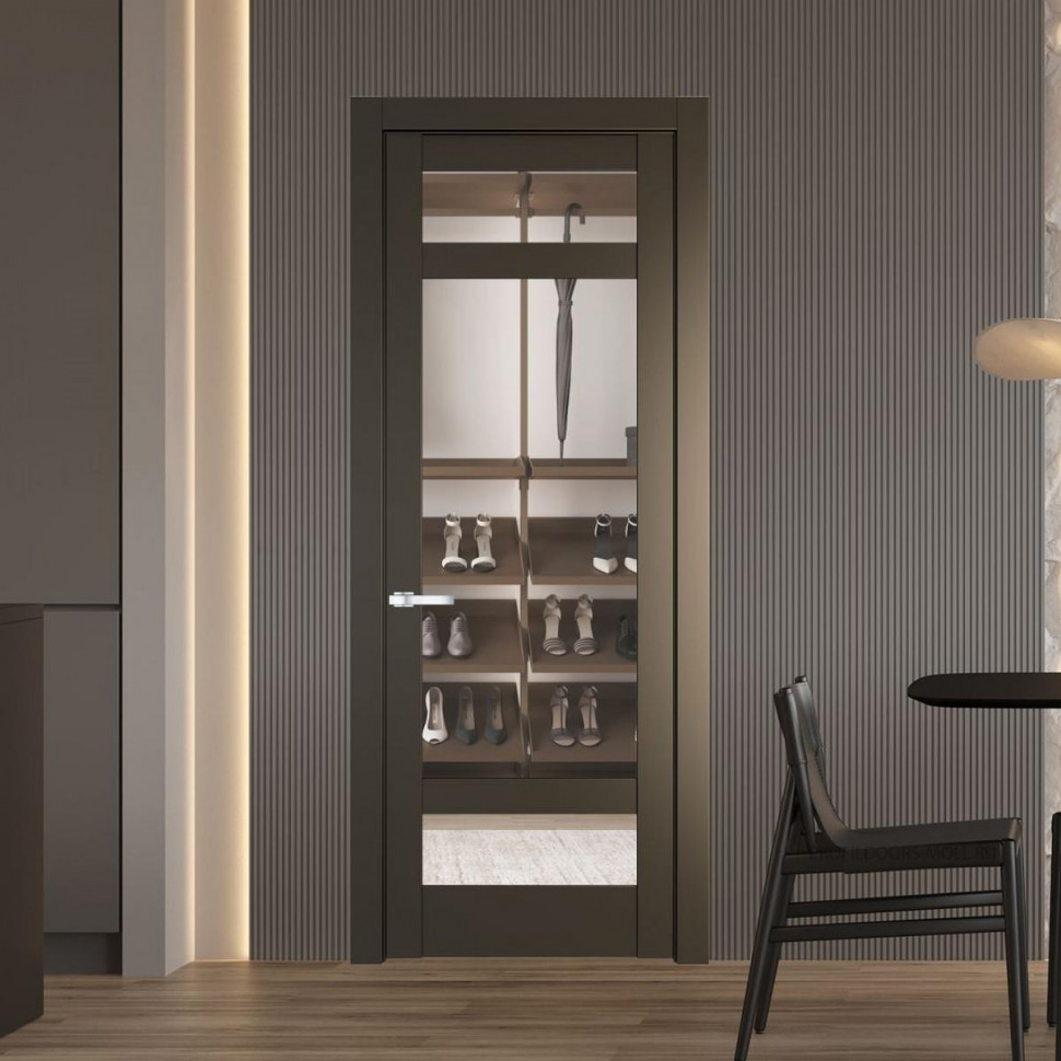 Межкомнатная дверь ProfilDoors 4.3.2 PD цвет Перламутр бронза вставка Прозрачное