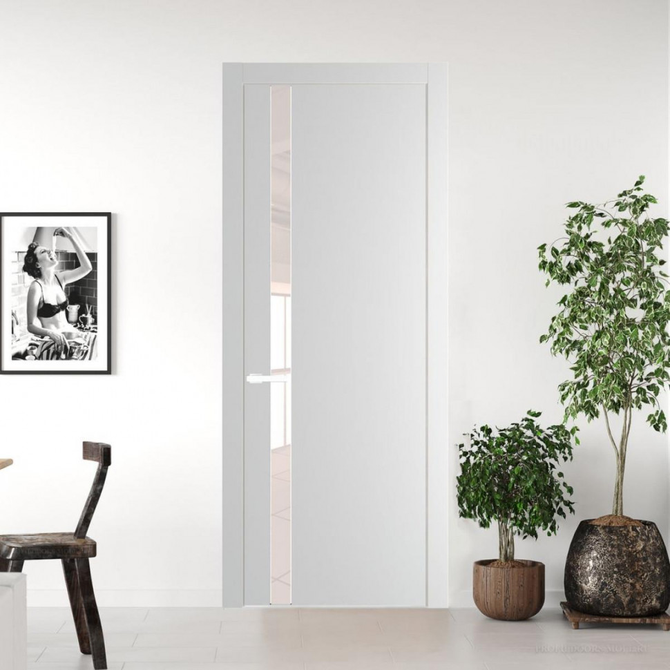 Межкомнатная дверь ProfilDoors 18 PW Крем Вайт Lacobel Перламутровый лак молдинг Вайт