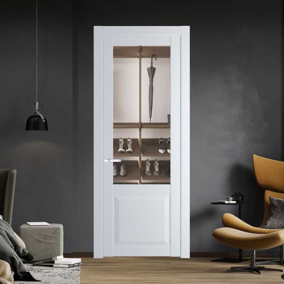 Межкомнатная дверь ProfilDoors 1.2.2 PD цвет Вайт вставка Прозрачное