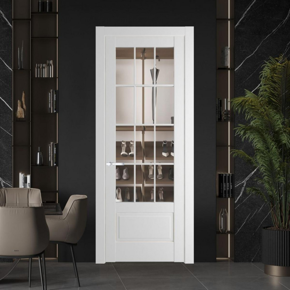 Межкомнатная дверь ProfilDoors 3.2.2 (р.12) PD цвет Крем Вайт вставка Прозрачное