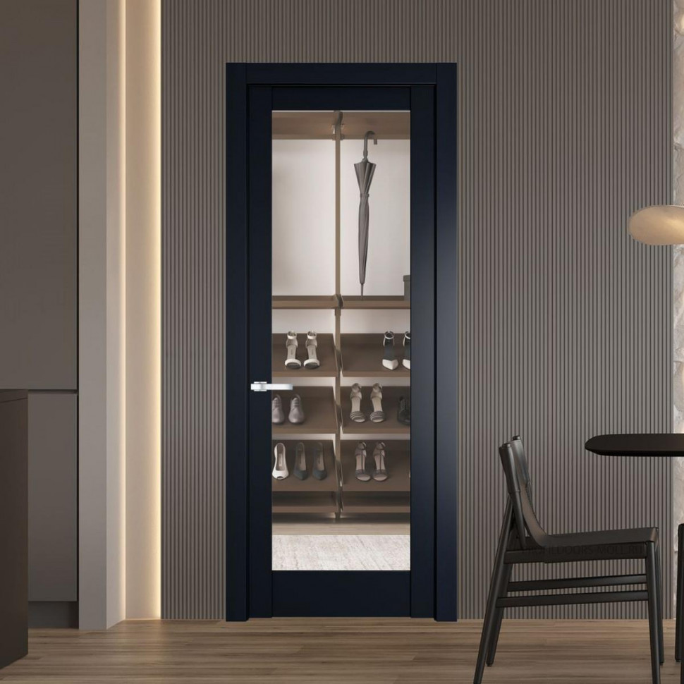Межкомнатная дверь ProfilDoors 4.1.2 PD цвет Нэви Блу вставка Прозрачное