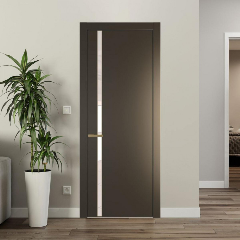 Межкомнатная дверь ProfilDoors 21 PW Перламутр бронза Lacobel Перламутровый лак молдинг Золото