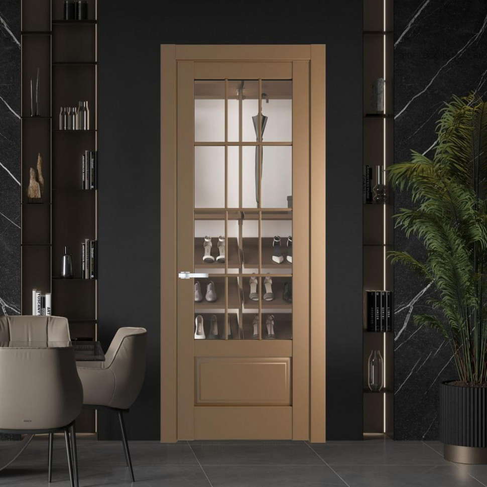 Межкомнатная дверь ProfilDoors 4.2.2 (р.12) PD цвет Перламутр золото вставка Прозрачное