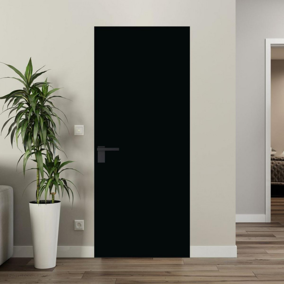 Межкомнатная дверь ProfilDoors 1 AGK цвет Монохром черный триплекс кромка Черный матовый