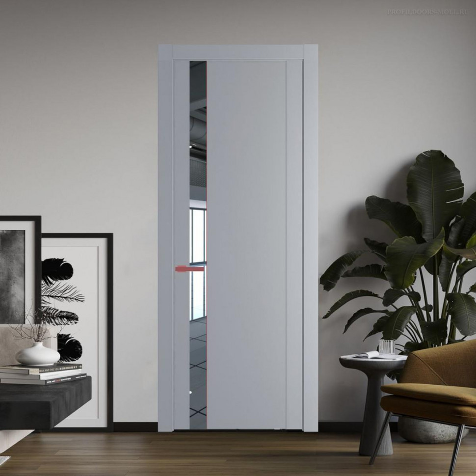 Межкомнатная дверь ProfilDoors 1.2P Смоки Зеркало молдинг Красный антрацит