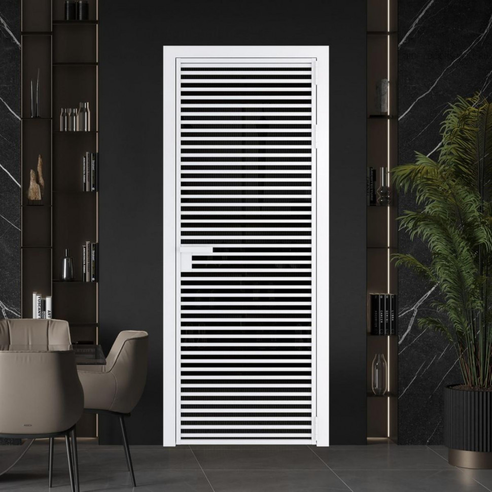Межкомнатная дверь ProfilDoors 12 AG стекло Мору двухстороннее черное цвет профиля Вайт