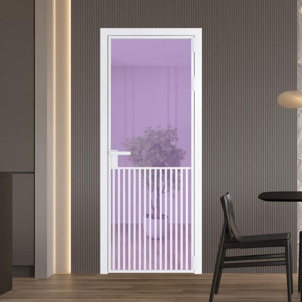 Межкомнатная дверь ProfilDoors 15 AG стекло Фиолетовое шпион цвет профиля Вайт