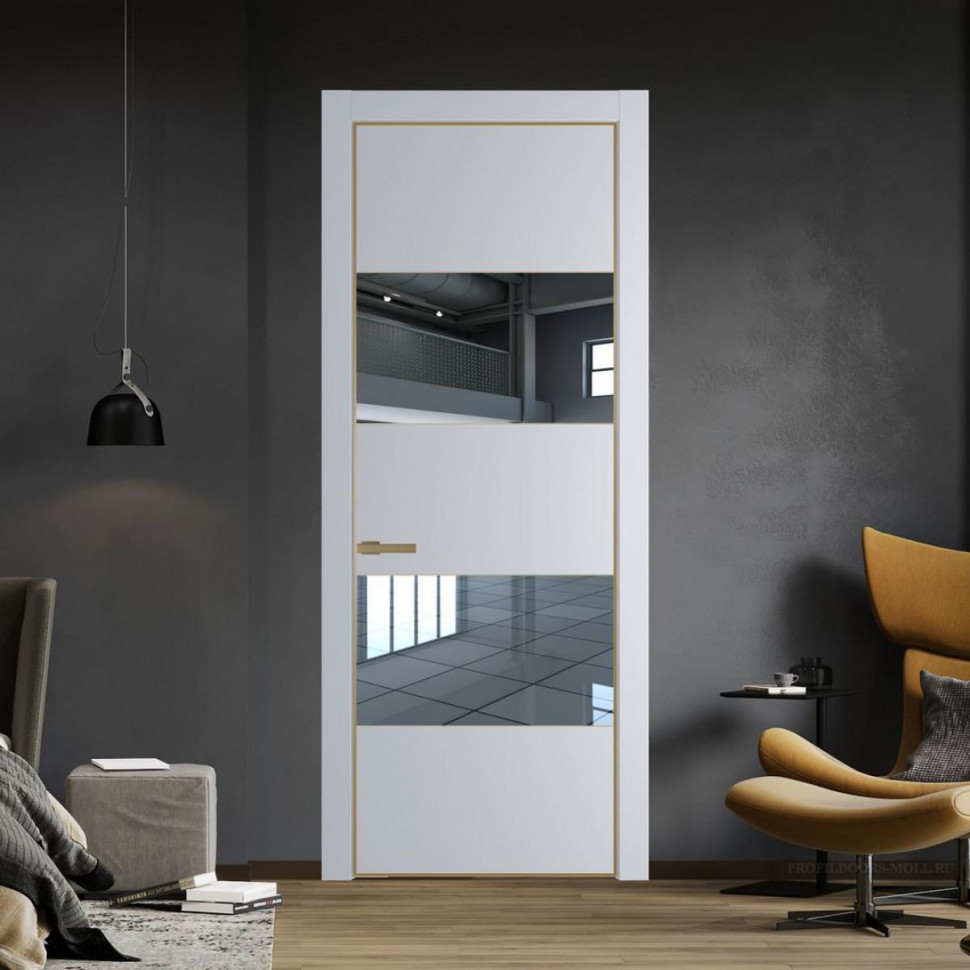 Межкомнатная дверь ProfilDoors 22 PA Лайт Грей с профилем Золото с стеклом  зеркало