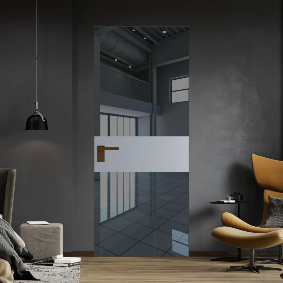 Межкомнатная дверь ProfilDoors 5 AGK цвет Зеркало Grey вставка Смоки кромка Деорэ