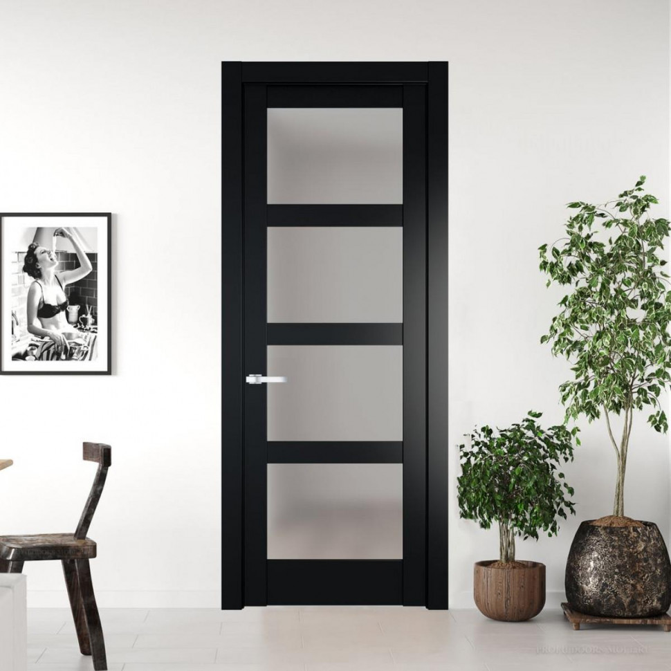 Межкомнатная дверь ProfilDoors 3.4.2 PD цвет Блэк вставка Матовое