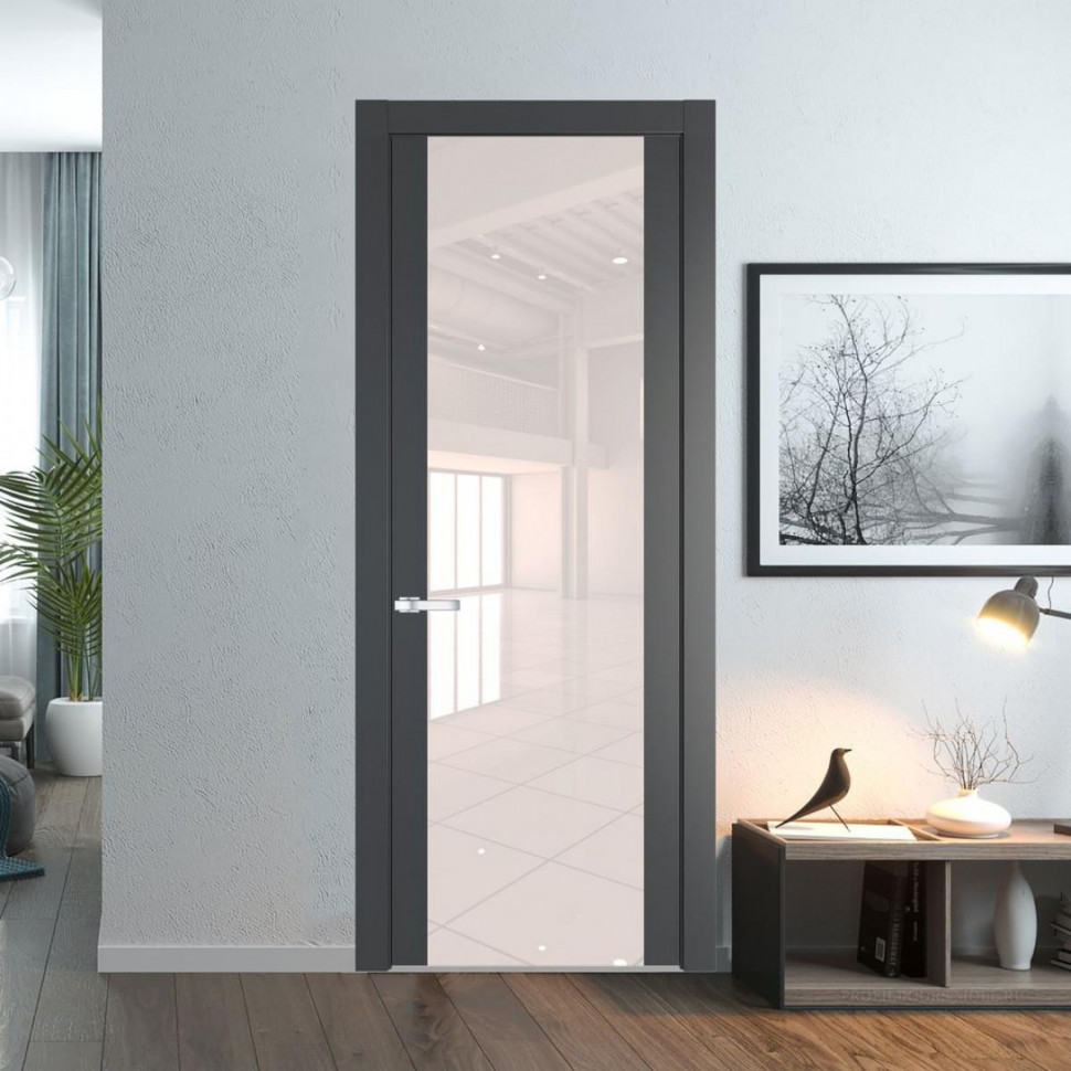 Межкомнатная дверь ProfilDoors 1.7P Графит Lacobel Перламутровый лак