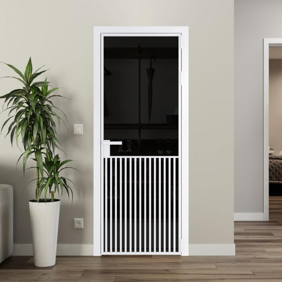 Межкомнатная дверь ProfilDoors 15 AG стекло Черное тонированное цвет профиля Вайт