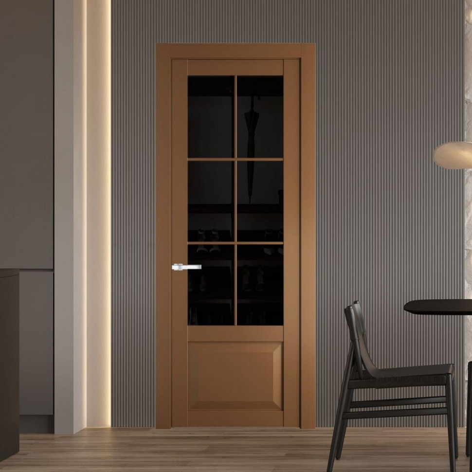 Межкомнатная дверь ProfilDoors 1.2.2 (р.6) PD цвет Перламутр золото вставка Черное тонированное